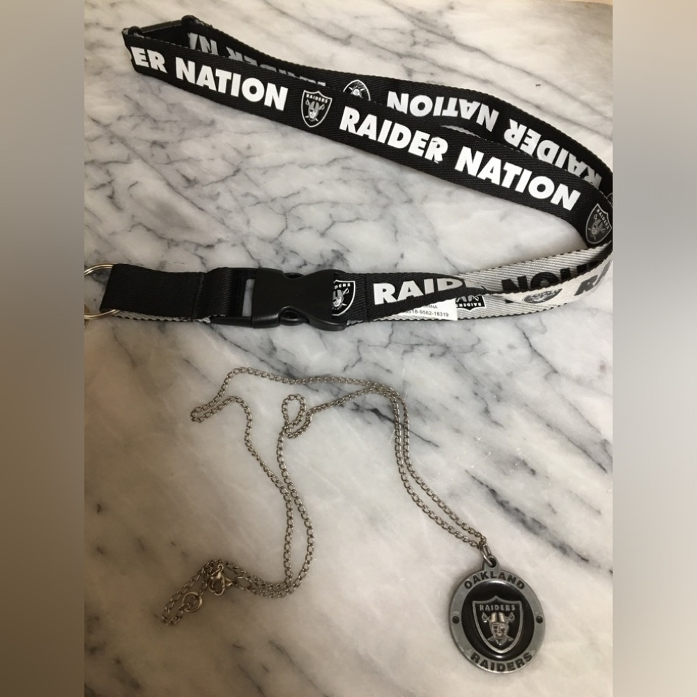 Oakland Raiders Lanyard and Necklace Set